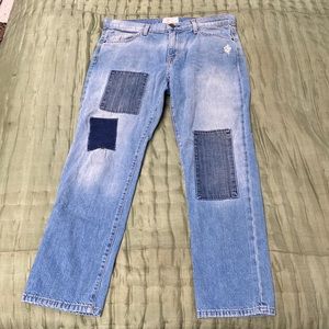 Current/Elliott Vintage Cropped Jeans - Le Fling Kasey Repair Patchwork Light
